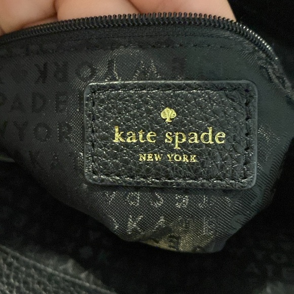 KATE SPADE— Flynn Street Small Meriwether Leather Satchel,  Black/White - Picture 5 of 7